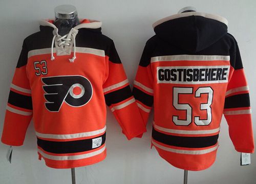 Flyers #53 Shayne Gostisbehere Orange Sawyer Hooded Sweatshirt Stitched Jersey - Zenithce