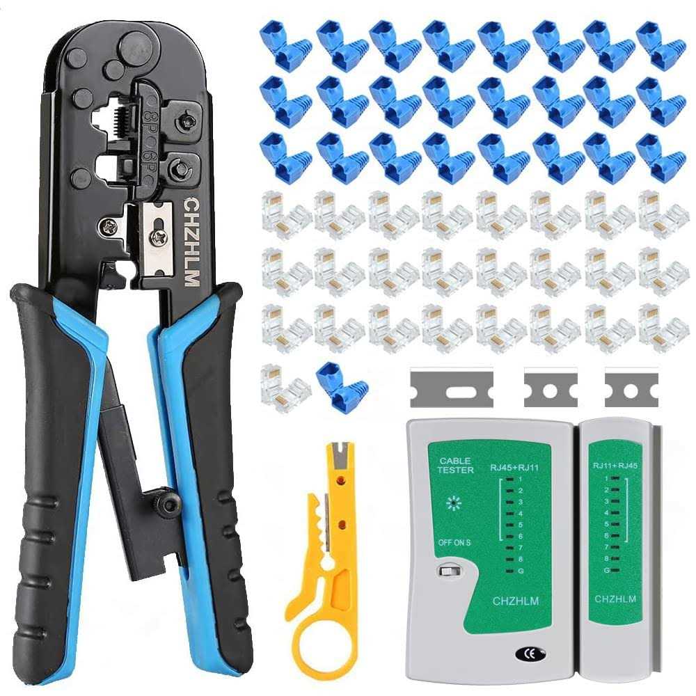 RJ45 Crimp Tool Pass Through Crimper Cutter for Cat6a Cat6 Cat5 Cat5e 8P8C Modular Connector Ethernet All-in-one Wire Tool - Zenithce