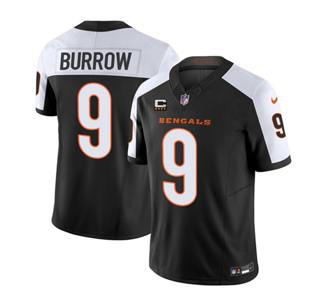 Cincinnati Bengals #9 Joe Burrow 2023 F.U.S.E. Black White With 4-Star C Patch Vapor Untouchable Limited Stitched Jersey - Zenithce