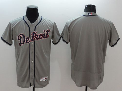 Tigers Blank Grey Flexbase Authentic Collection Stitched Jersey - Zenithce