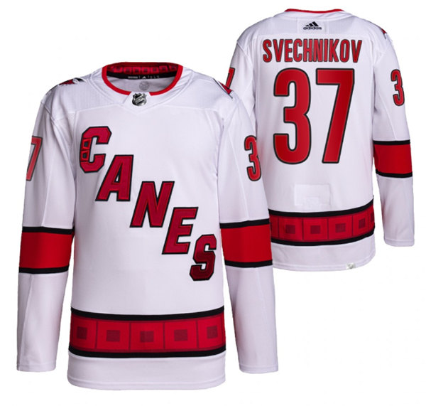 Carolina Hurricanes #37 Andrei Svechnikov White Away Primegreen Pro Stitched Jersey - Zenithce