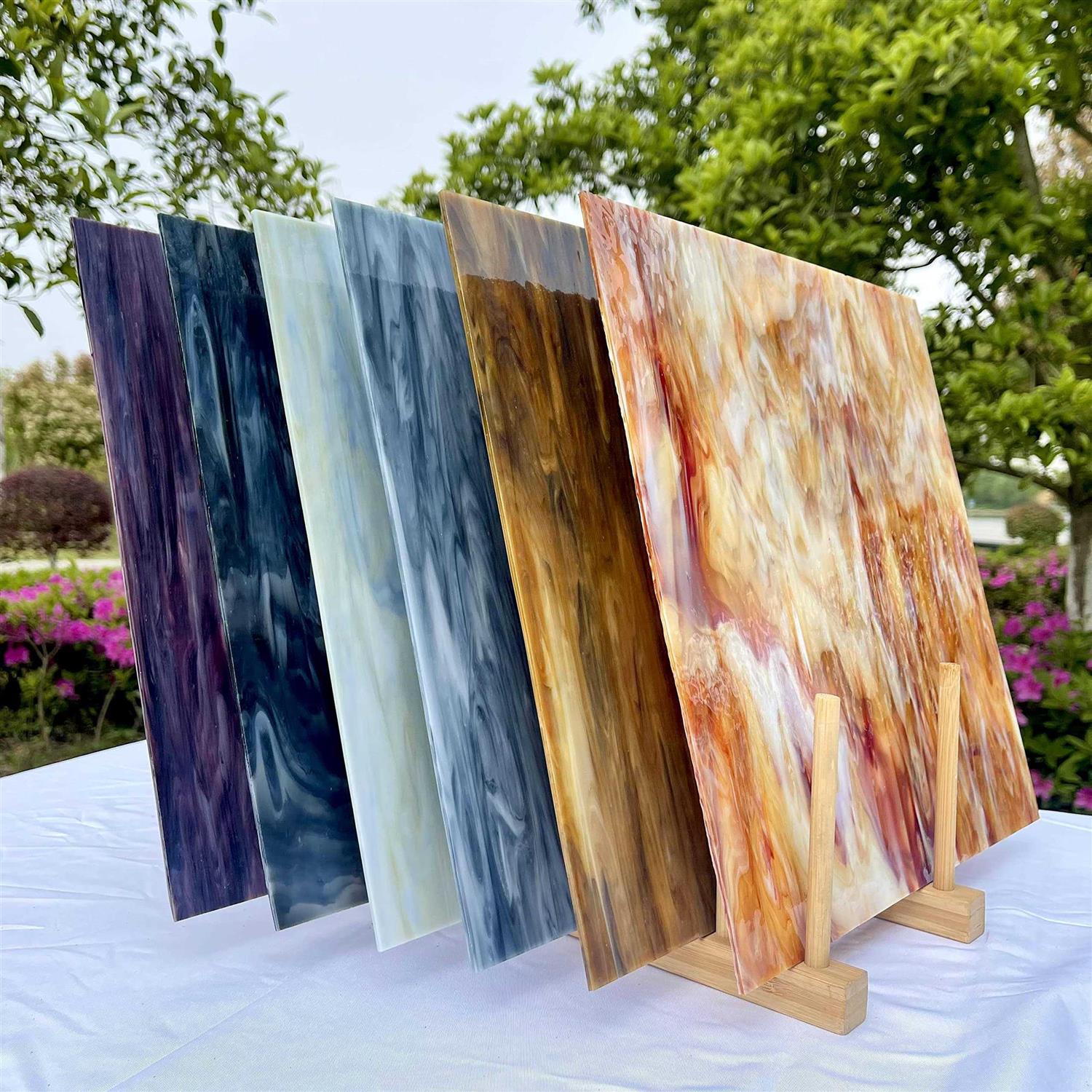 Unicoshape Stained Glass Sheets 12 x 12, Mosaic Glass 6-Pack, Colorful Cathedral Art and Crafts Sheets for DIY Hobbyists and Projects - Zenithce