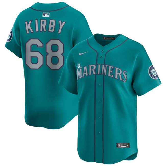 Seattle Mariners #68 George Kirby Aqua Limited Stitched Jersey - Zenithce