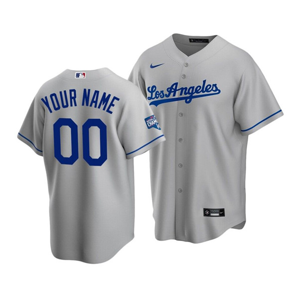 Los Angeles Dodgers Customized Custom Grey 2020 World Series Champions Home Patch Stitched Jersey - Zenithce
