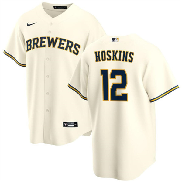 Milwaukee Brewers #12 Rhys Hoskins Cream Cool Base Stitched Jersey - Zenithce
