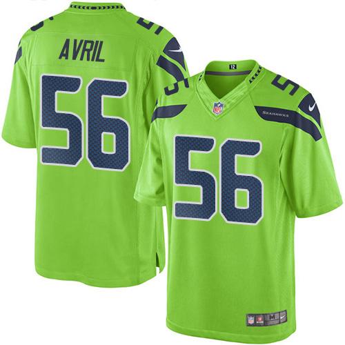 Seahawks #56 Cliff Avril Green Stitched Limited Rush Nike Jersey - Zenithce