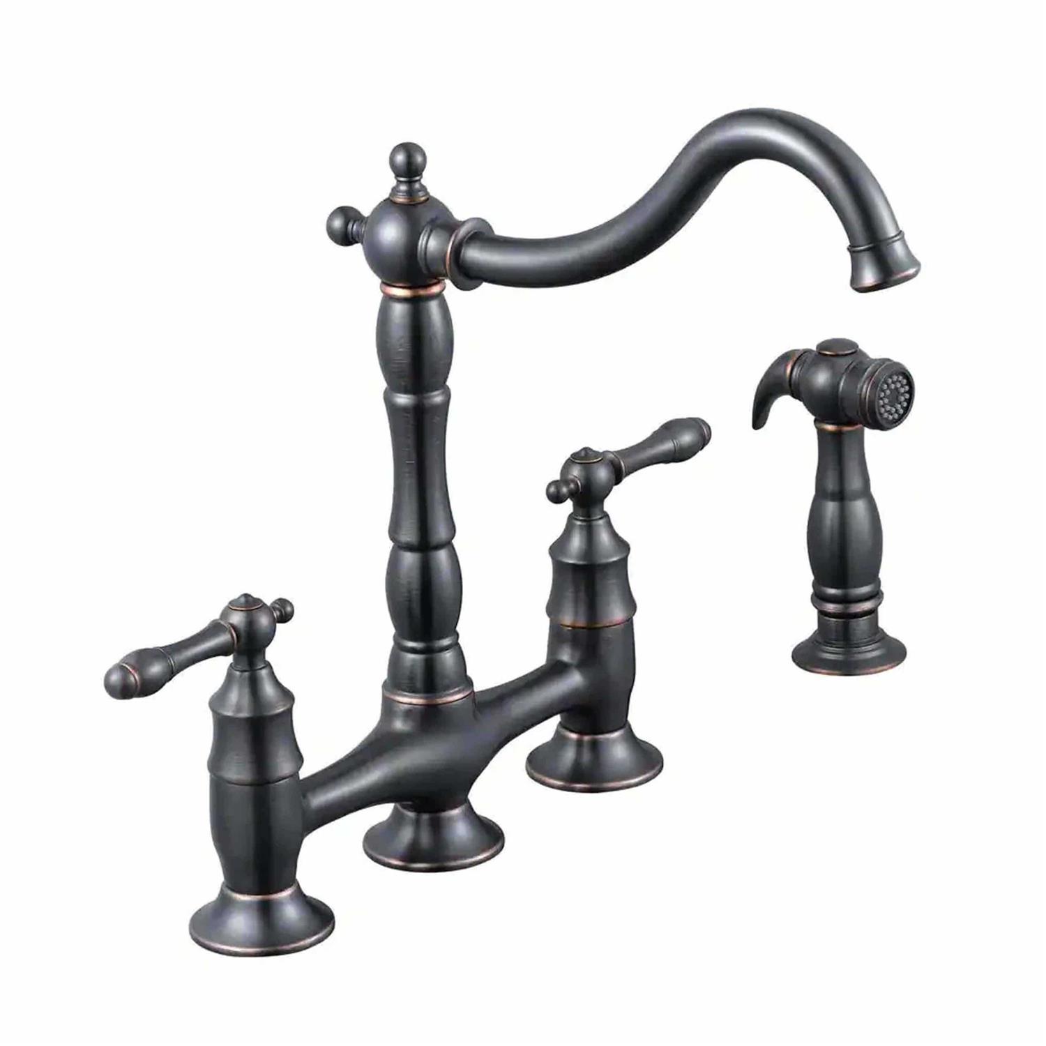 Glacier Bay 1003 Lyndhurst 2-Handle Bridge Kitchen Faucet with Side Sprayer - Zenithce
