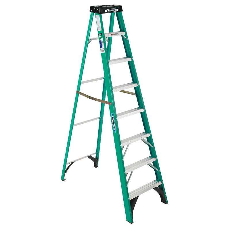 Werner 8 ft. Fiberglass Podium Step Ladder ( 14 ft. Reach Height) with 300 lbs. Load Capacity Type IA Duty Rating - Zenithce