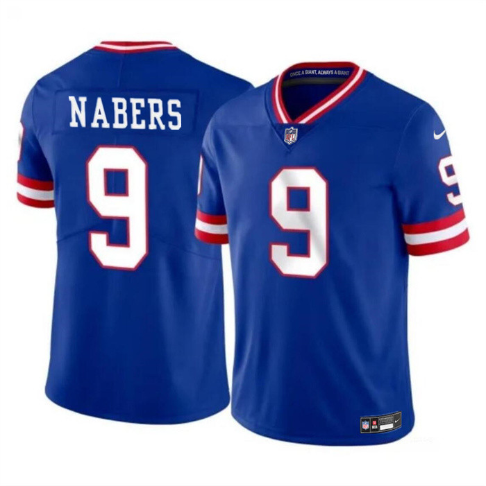 New York Giants #9 Malik Nabers Royal 2024 Draft Vapor Untouchable Throwback Limited Stitched Jersey - Zenithce