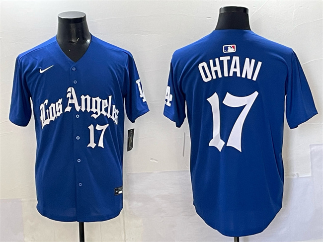 Los Angeles Dodgers #17 Shohei Ohtani Blue 2025 LA Gothic Style With Fernando Patch Vapor Premier Limited Stitched Jersey - Zenithce