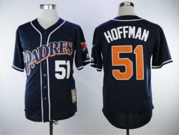 Padres#51 Trevor Hoffman Navy Blue Throwback Stitched Jersey - Zenithce