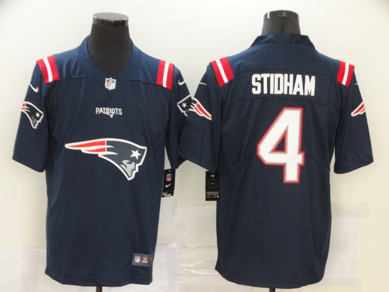 New England Patriots Navy #4 Jarrett Stidham Team Big Logo Limited Stitched Jersey - Zenithce