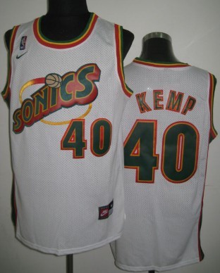 Seattle Supersonics #40 Shawn Kemp 1995-96 White Swingman Jersey - Zenithce