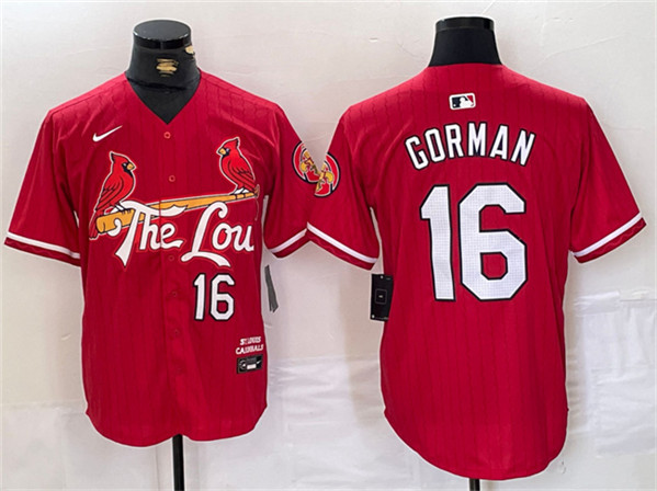 St. Louis Cardinals #16 Nolan Gorman Red 2024 City Connect Stitched Jersey - Zenithce