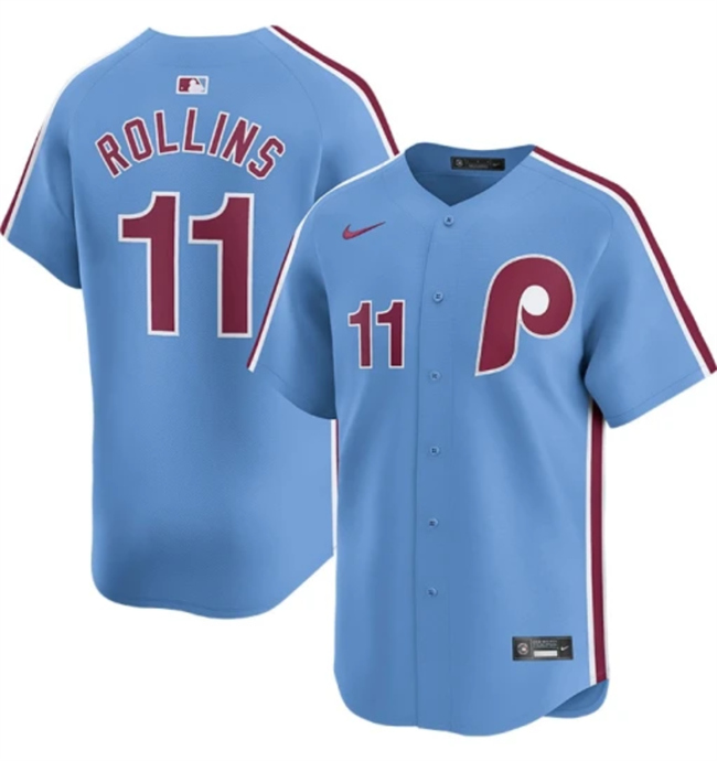 Philadelphia Phillies #11 Jimmy Rollins Light Blue Alternate Limited Stitched Jersey - Zenithce
