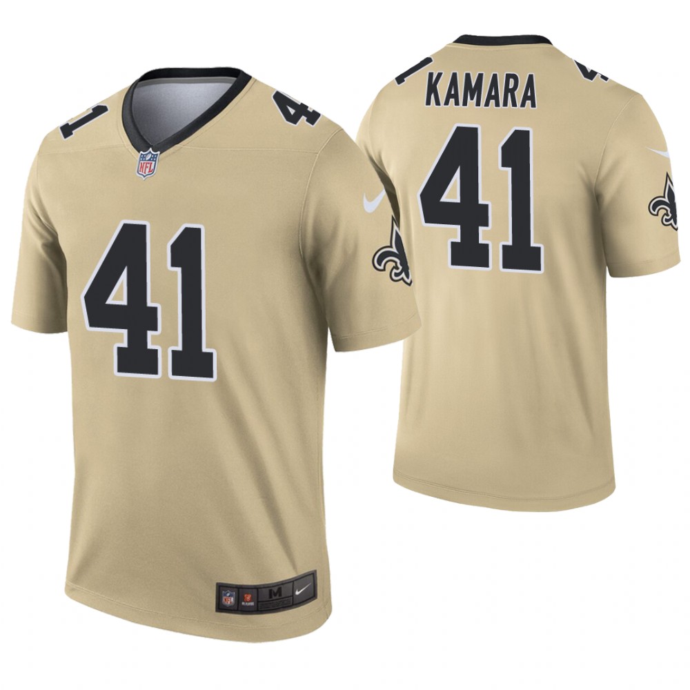 New Orleans Saints #41 Alvin Kamara Gold Inverted Legend Stitched Jersey - Zenithce
