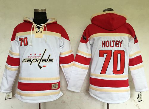 Capitals #70 Braden Holtby White Sawyer Hooded Sweatshirt Stitched Jersey - Zenithce