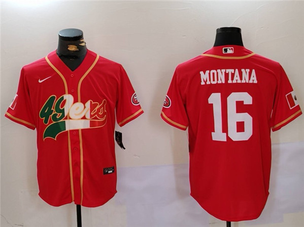 San Francisco 49ers #16 Joe Montana Red Mexico With Patch Stitched Jersey - Zenithce