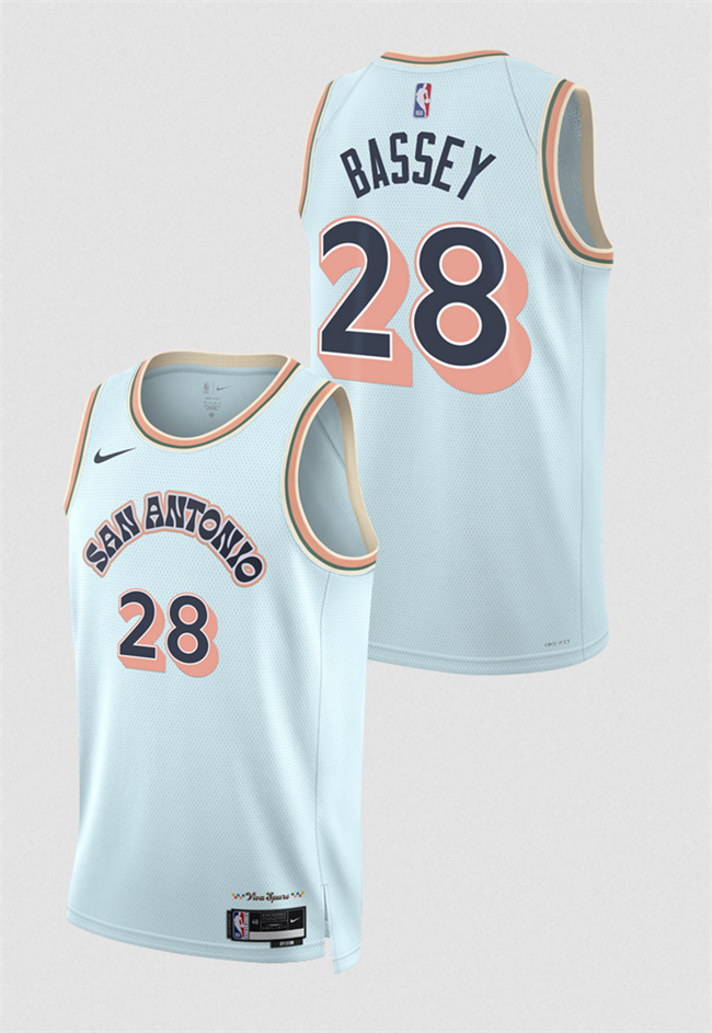 San Antonio Spurs #28 Charles Bassey Light Blue 2024-25 City Edition Stitched Jersey - Zenithce
