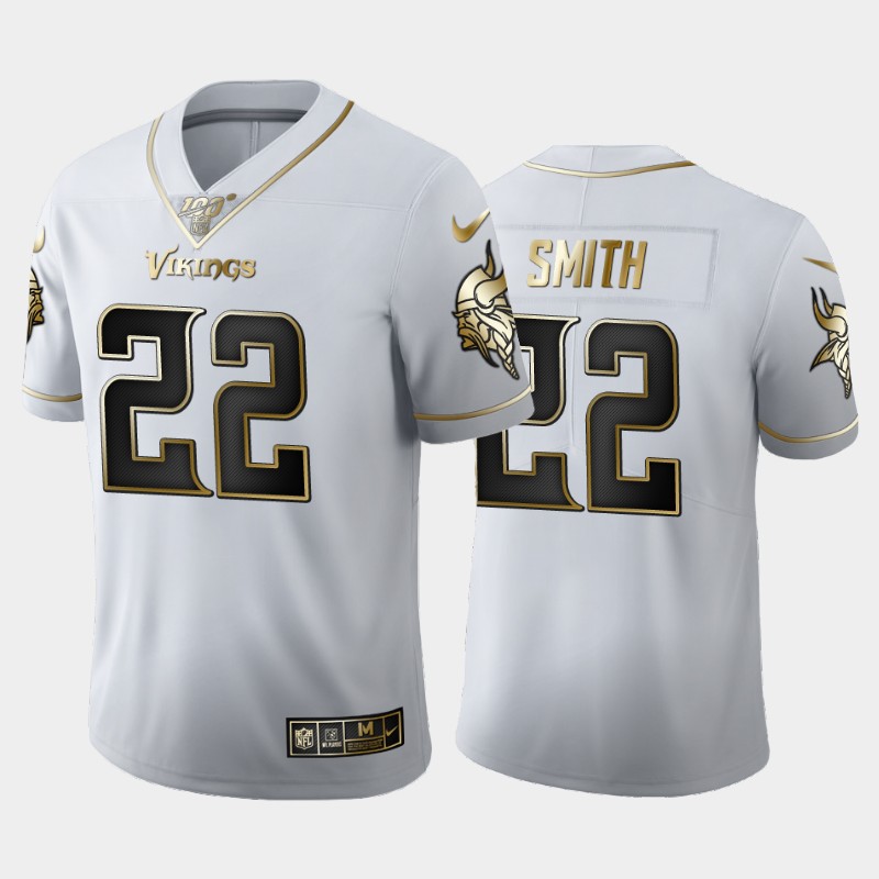 Minnesota Vikings #22 Harrison Smith White 2019 100th Season Golden Edition Limited Stitched Jersey - Zenithce
