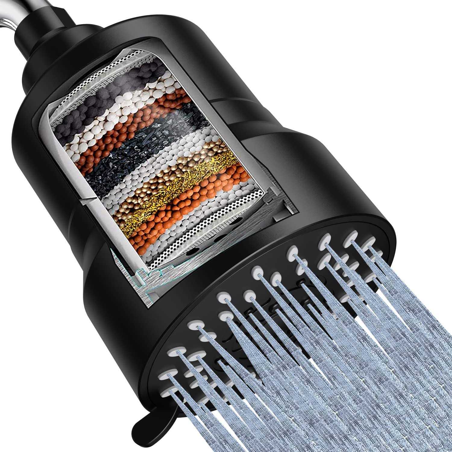 Filtered Shower Head, 3 Modes High Pressure Shower Head with 15 Stage Hard Water Shower Filter Cartridge for Remove Chlorine and Harmful Substances - Zenithce