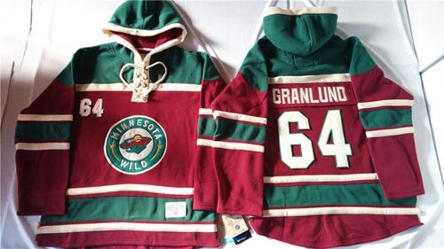 Wild #64 Mikael Granlund Red Sawyer Hooded Sweatshirt Stitched Jersey - Zenithce