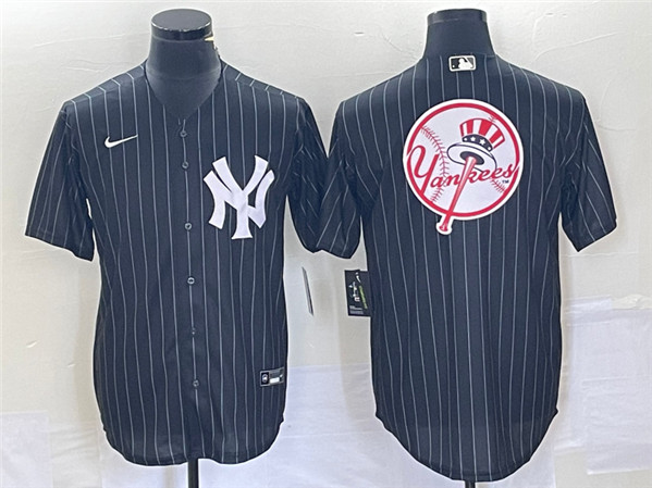New York Yankees Black Team Big Logo With Patch Cool Base Stitched Jersey - Zenithce