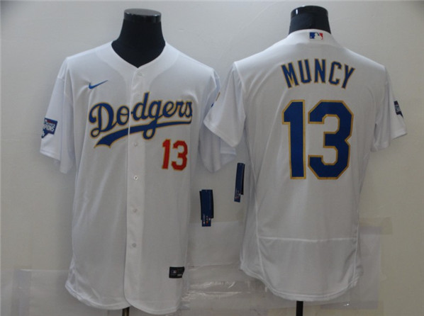 Los Angeles Dodgers #13 Max Muncy White Gold Championship Flex Base Sttiched Jersey - Zenithce