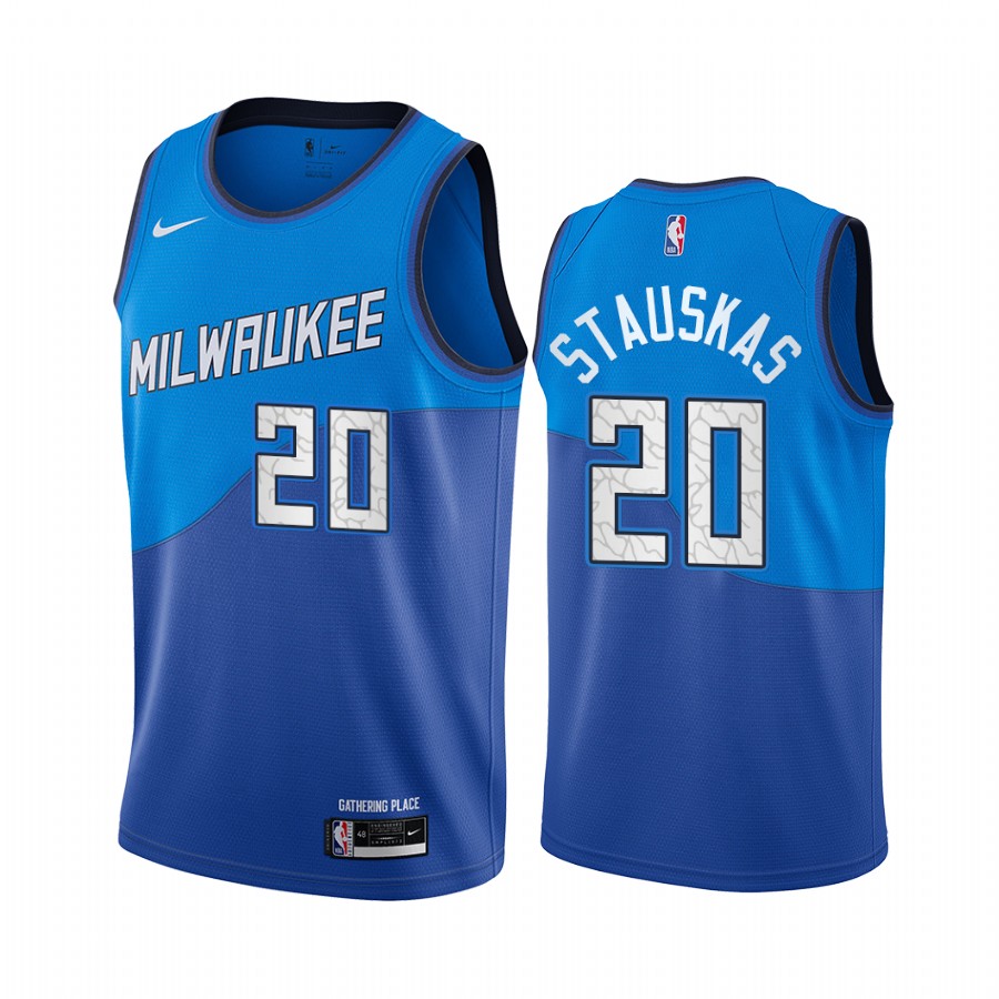 Bucks #20 Nik Stauskas Blue Swingman 2020-21 City Edition Jersey - Zenithce