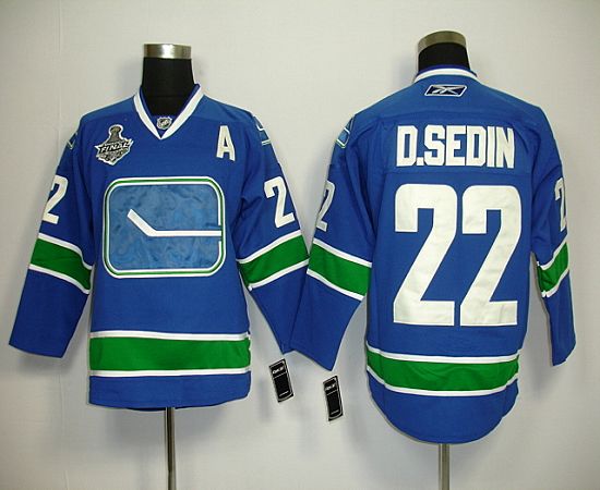 Canucks 2011 Stanley Cup Finals #22 D.Sedin Blue Third Stitched Jersey - Zenithce