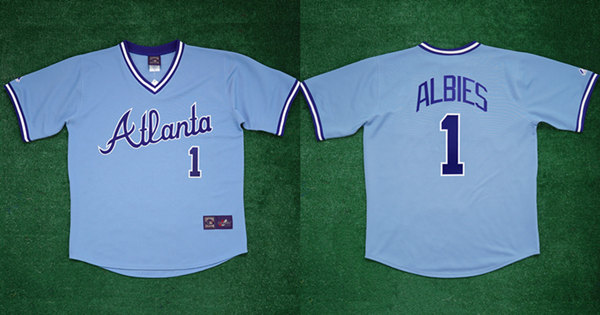 Atlanta Braves #1 Ozzie Albies 1982 Light Blue Cool Base Stitched Baseball Jersey - Zenithce