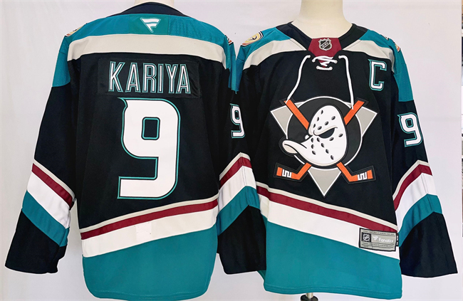 Anaheim Ducks #9 Paul Kariya Black Teal 2024-25 Stitched Jersey - Zenithce