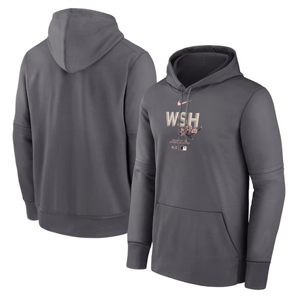 Washington Nationals Grey Collection Practice Performance Pullover Hoodie - Zenithce