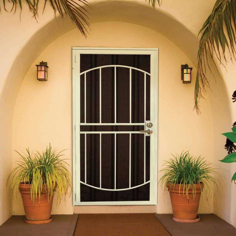 Unique Home Designs 36 in. x 96 in. Arcada Surface Mount Steel Security Door with Expanded Metal Screen - Zenithce