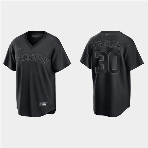 Houston Astros #30 Kyle Tucker Black Pitch Black Fashion Replica Stitched Jersey - Zenithce