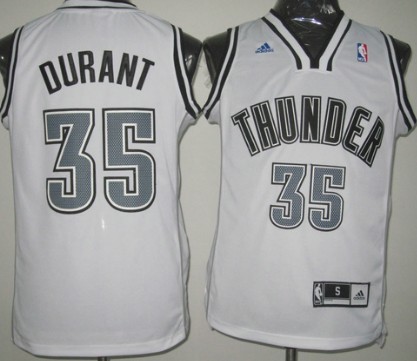 Oklahoma City Thunder #35 Kevin Durant Revolution 30 Swingman White With Black Jersey - Zenithce