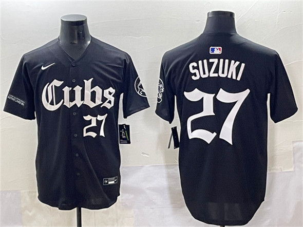 Chicago Cubs #27 Seiya Suzuki Black 'Gothic North Side Edition' Vapor Premier Limited Stitched Jersey - Zenithce
