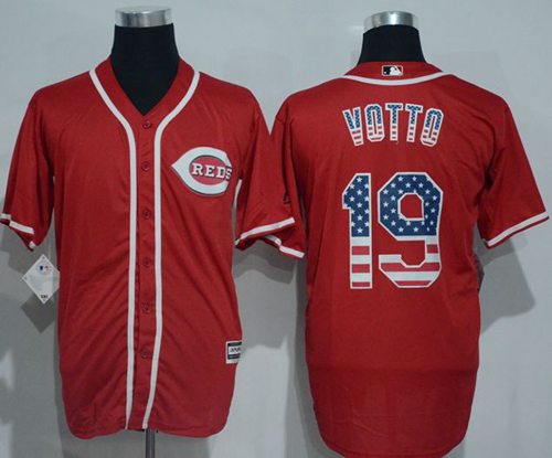 Reds #19 Joey Votto Red USA Flag Fashion Stitched Jersey - Zenithce
