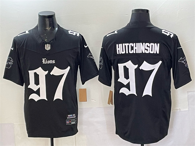Detroit Lions #97 Aidan Hutchinson Black 2025 F.U.S.E. 'Gothic Motor Grit Edition' Vapor Limited Stitched Jersey - Zenithce