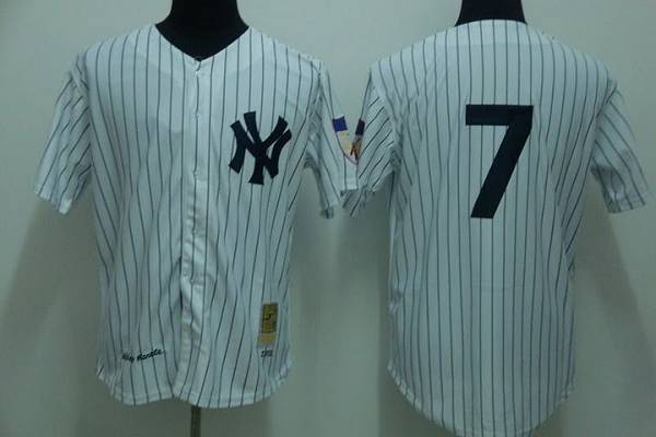 Mitchelland Ness Yankees #7 Mickey Mantle Stitched White Throwback Jersey - Zenithce