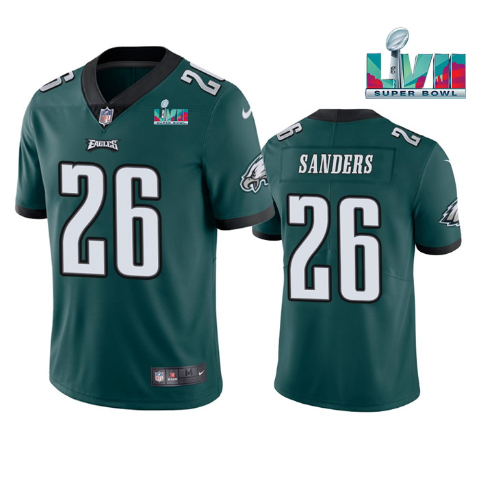 Philadelphia Eagles #26 Miles Sanders Green Super Bowl LVII Patch Vapor Untouchable Limited Stitched Jersey - Zenithce
