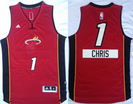 Miami Heat #1 Chris Bosh Revolution 30 Swingman 2014 Christmas Day Red Jersey - Zenithce