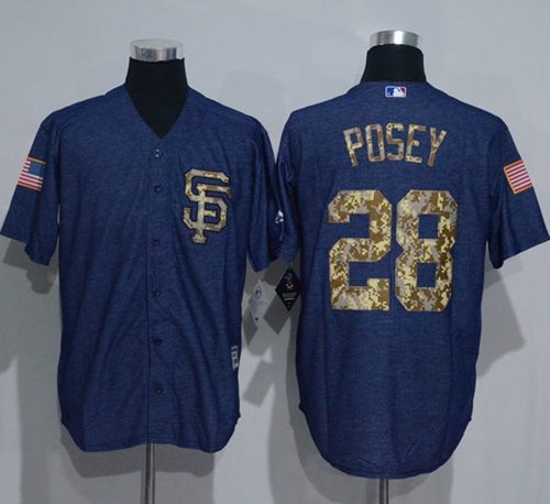 Giants #28 Buster Posey Denim Blue Salute To Service Stitched Jerseys - Zenithce