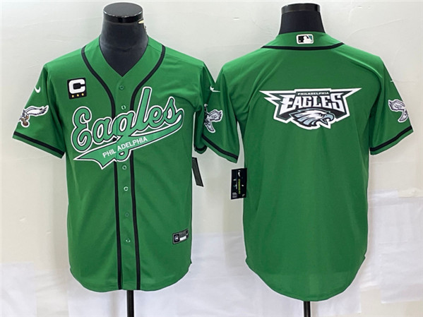 Philadelphia Eagles Green With C Patch Team Big Logo Cool Base Stitched Jersey - Zenithce
