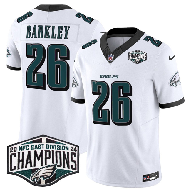 Philadelphia Eagles #26 Saquon Barkley White 2024 New NFC East Champions F.U.S.E. Vapor Untouchable Limited Stitched Jersey - Zenithce
