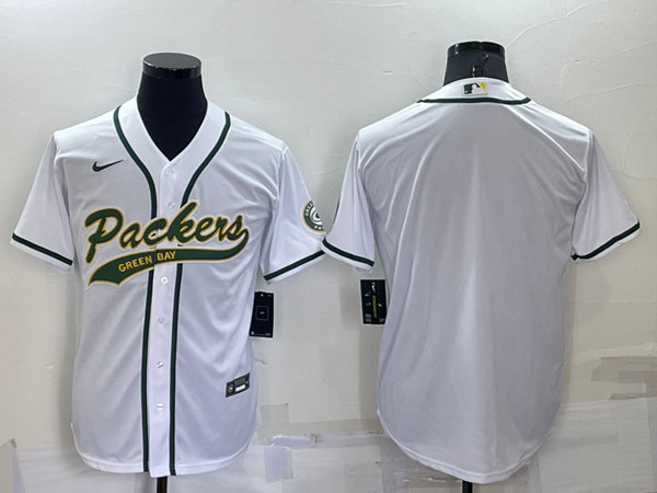 Green Bay Packers Blank White Cool Base Stitched Baseball Jersey - Zenithce