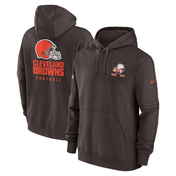 Cleveland Browns Brown Sideline Club Fleece Pullover Hoodie - Zenithce