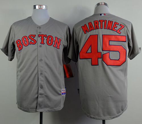 Red Sox #45 Pedro Martinez Grey Cool Base Stitched Jersey - Zenithce