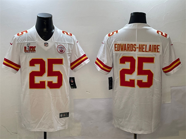 Kansas City Chiefs #25 Clyde Edwards-Helaire White 2025 Super Bowl LIX Patch Vapor Untouchable Limited Stitched Jersey - Zenithce