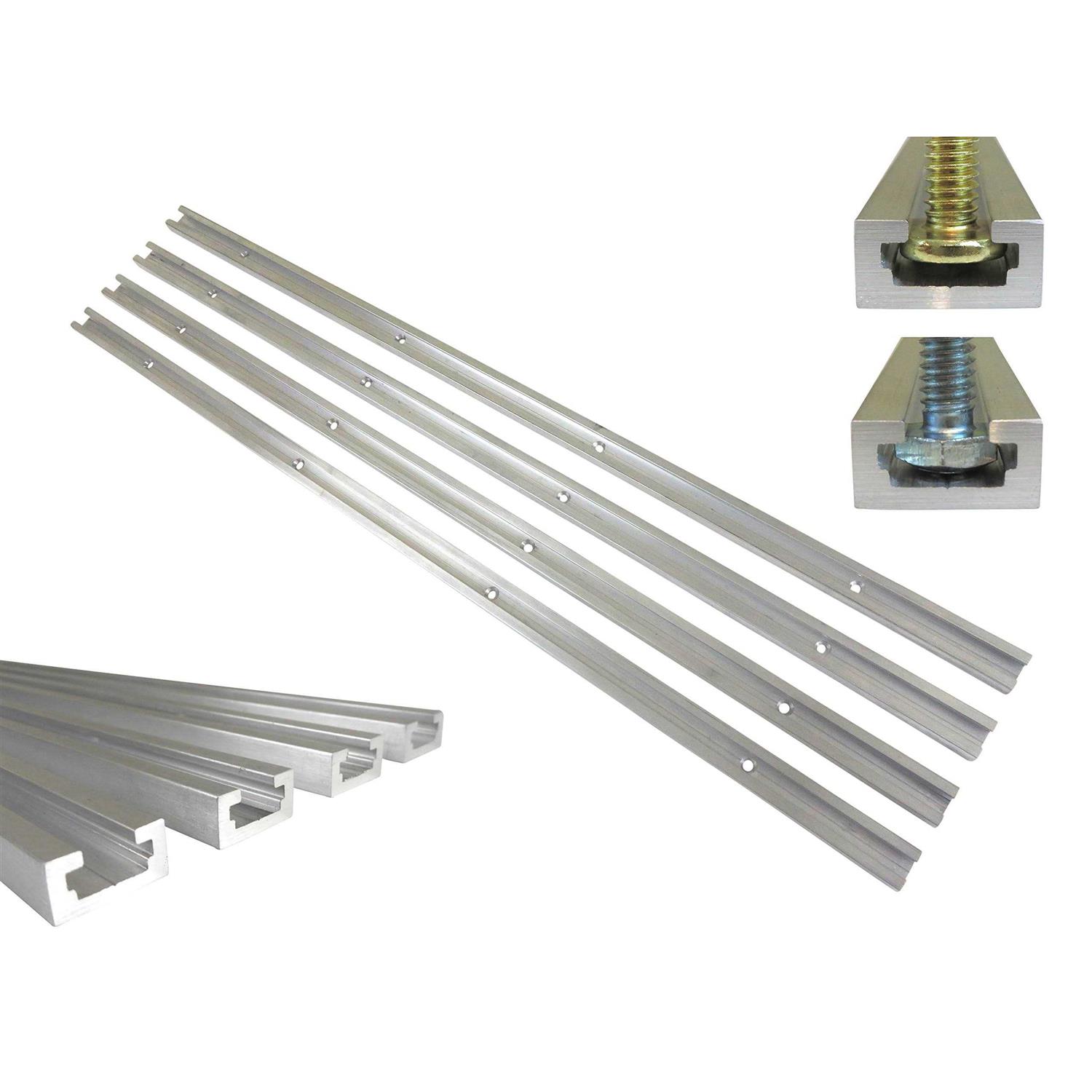 Lot Aluminum T Track 3/4 by 3/8 Slot, Accepts Hex Bolts or T Bolts - Zenithce